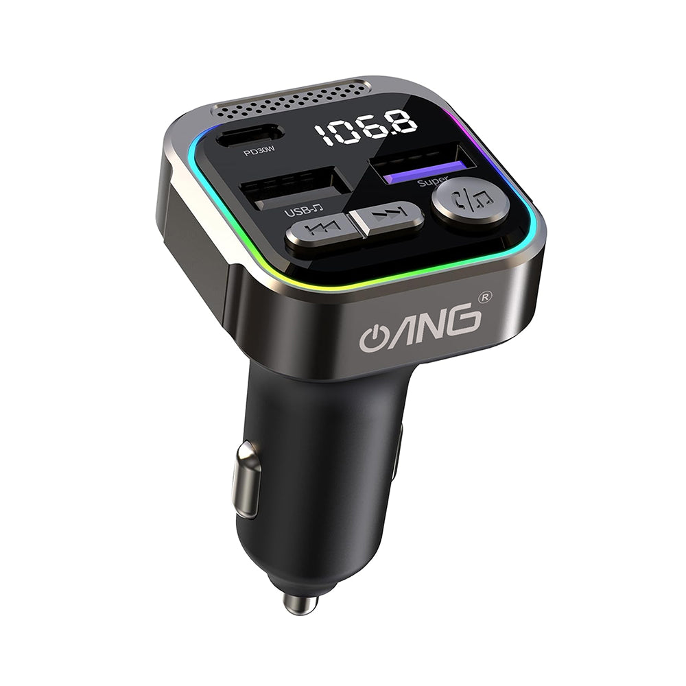 "ANG FT-02 PD + Dual QC3.0 30W In-Car Bluetooth FM Transmitter 12V"